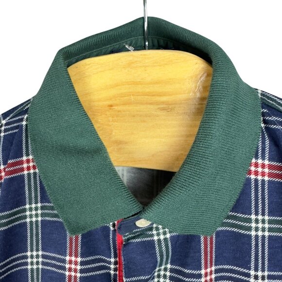 Vintage Tommy Hilfiger Polo Shirt Men XL Plaid Green Collar XL Navy Red Green - Picture 5 of 10